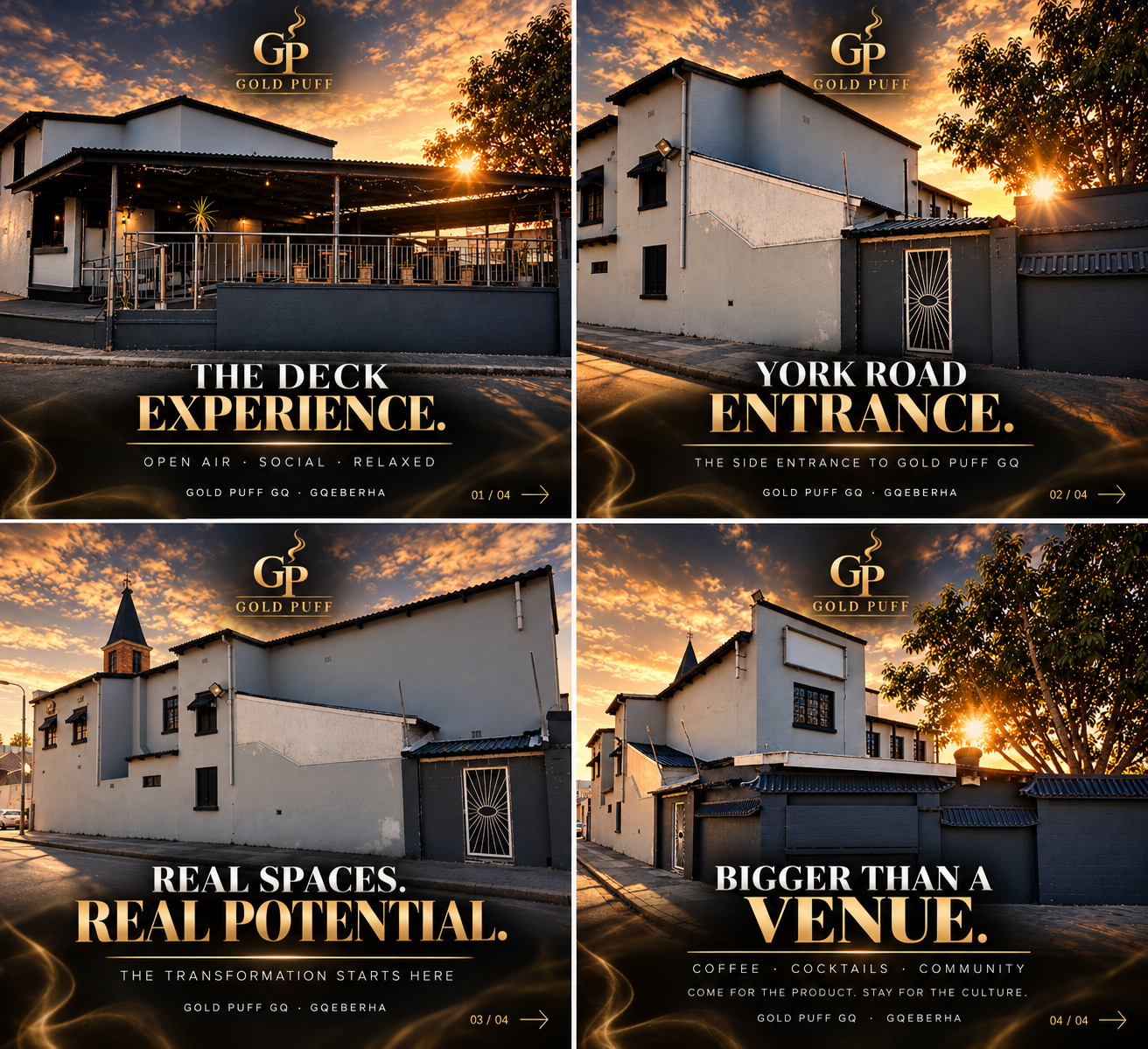 GOLD PUFF GQ venue transformation and York Road entrance